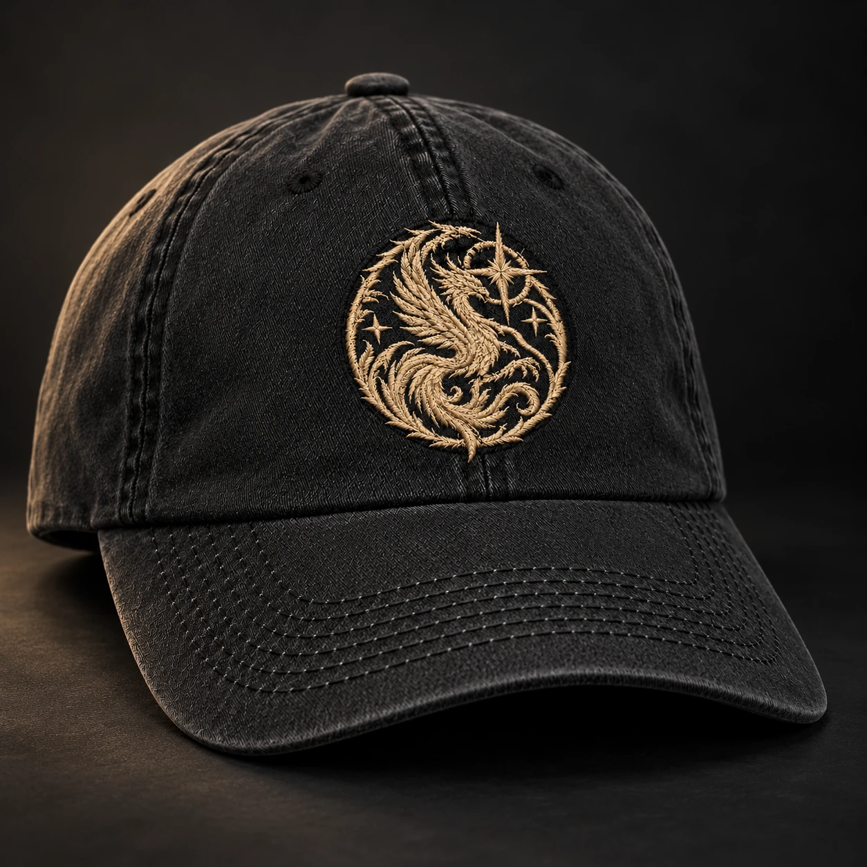 Heraldic dragon mockup on a black cap